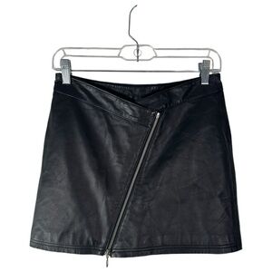 Wilson Leather Maxima Genuine Leather Mini Skirt Front Zip Black Size 4